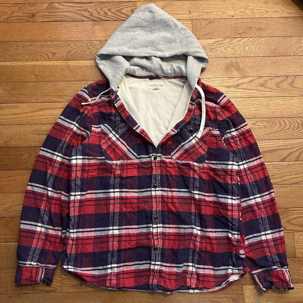 Vintage Denim & Supply Ralph Lauren Thermal Lined Plaid Flannel Shirt Hoodie 2XL